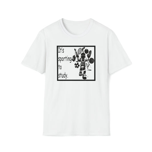 It's Sporting to Study - Logo Unisex Softstyle T-Shirt Black Print