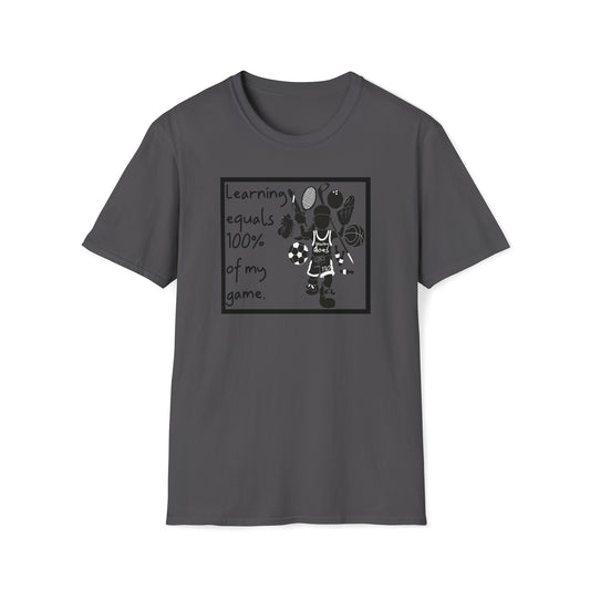 Learning equals 100% of my game - Logo Unisex Softstyle T-Shirt Black Print