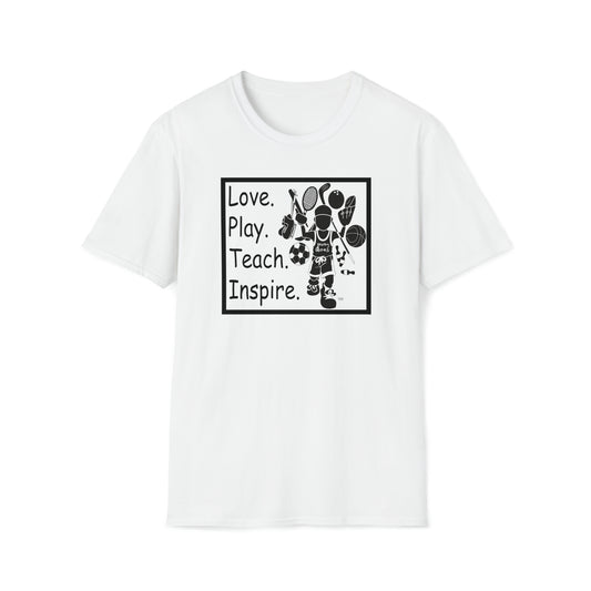 Love. Play. Teach. Inspire. - Logo Unisex Softstyle T-Shirt Black Print
