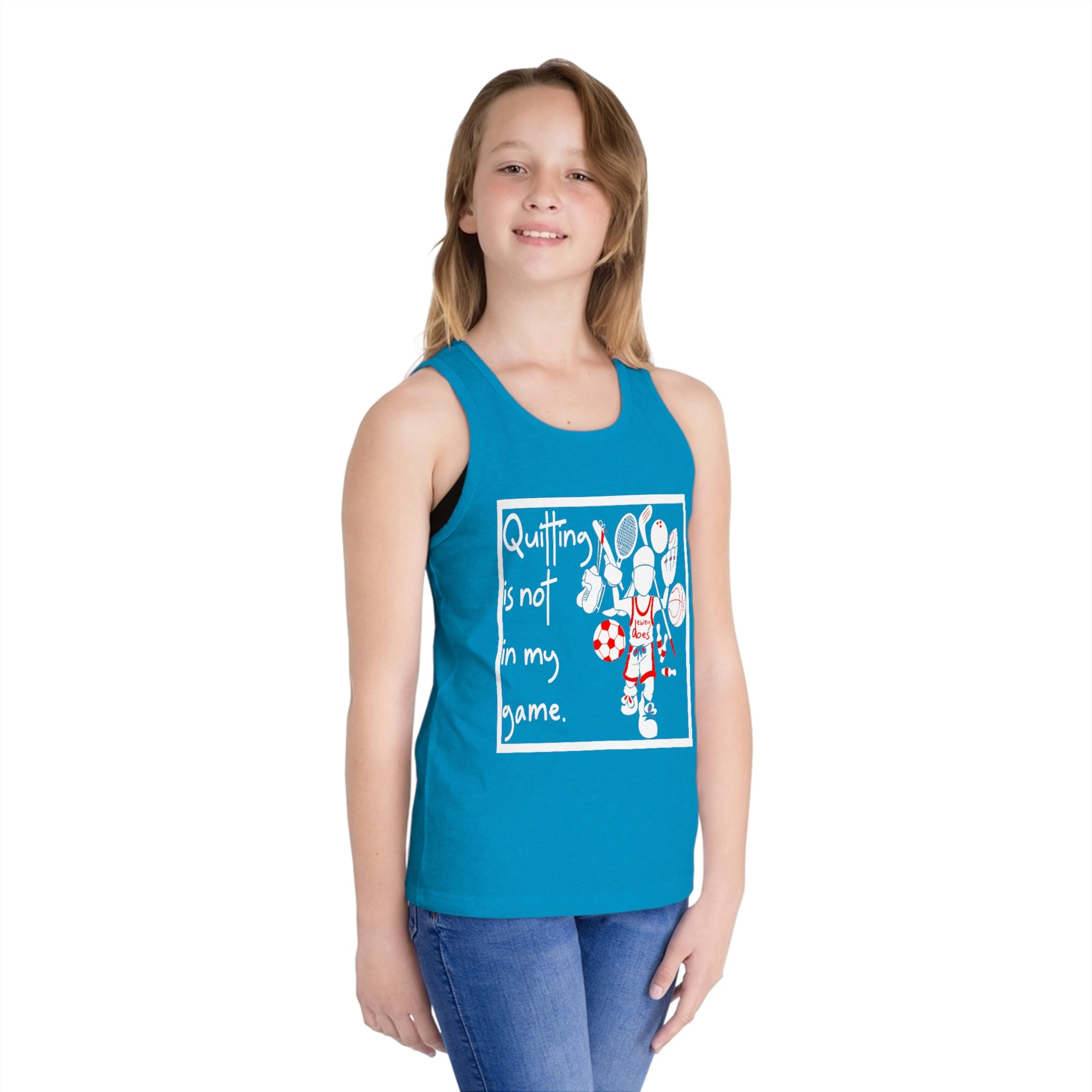 quitting is not in my game - kid's jersey tank top