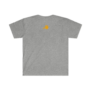 multicolor all sports logo unisex softstyle t-shirt pastel orange print