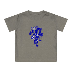 dewey does all sport logo baby t-shirt - blue print