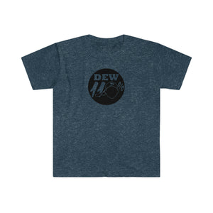 dew110% with full back all sport logo unisex softstyle t-shirt black print