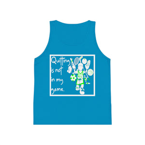 quitting is not in my game - kid's jersey tank top neon blue / l
