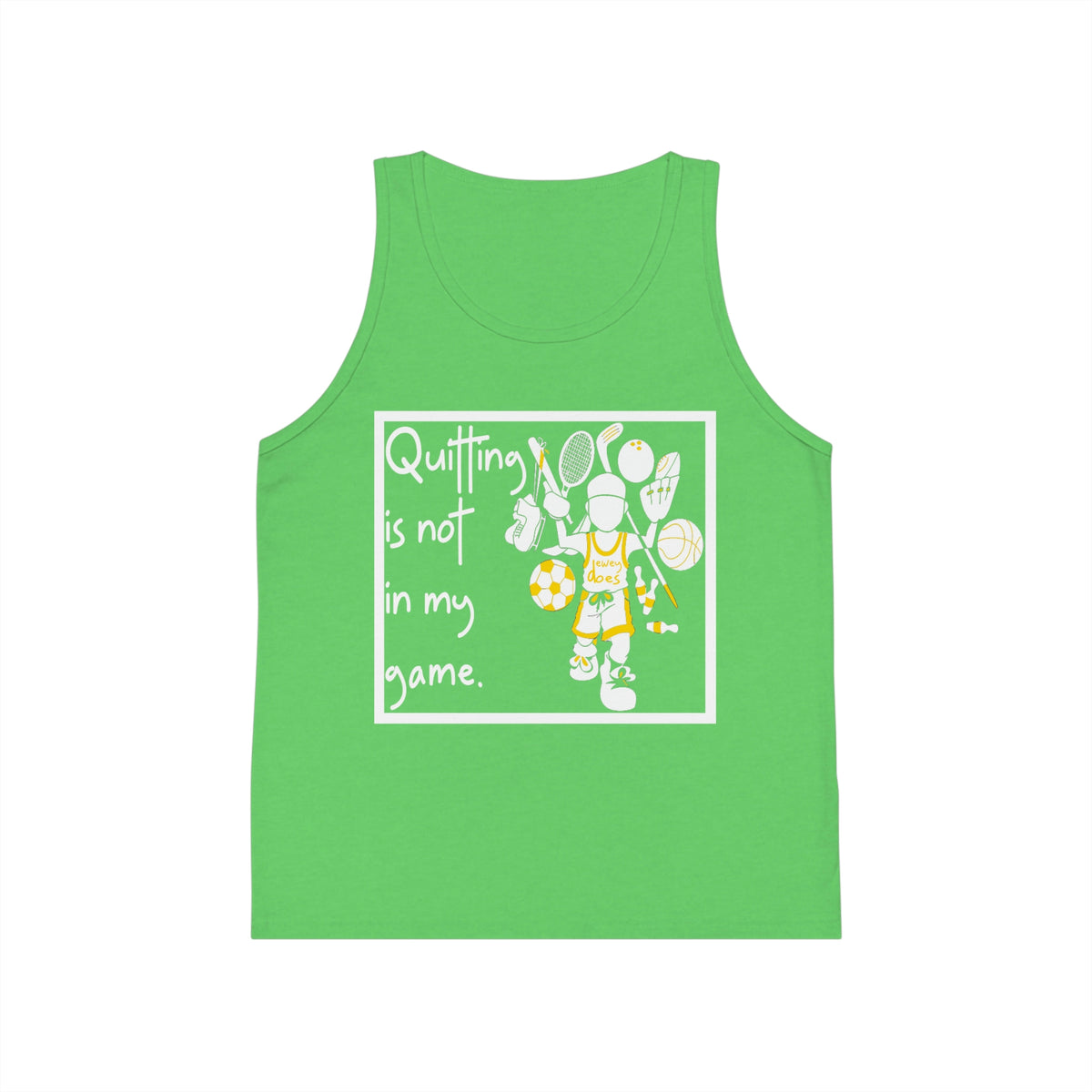 quitting is not in my game - kid's jersey tank top neon green / l