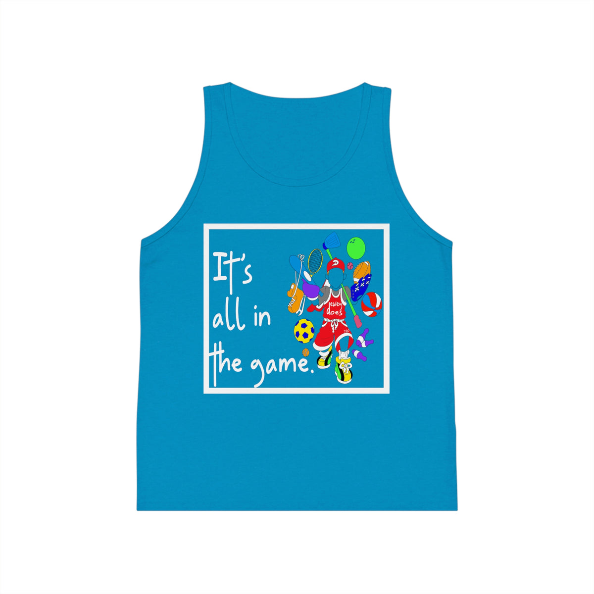 it's all in the game - kid's jersey tank top neon blue / l