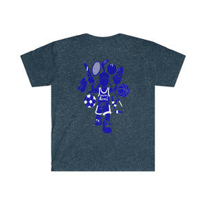 dew110% with full back all sport logo unisex softstyle t-shirt blue print