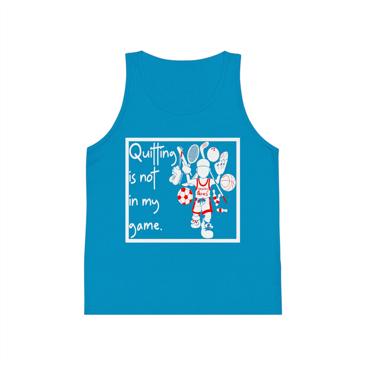 quitting is not in my game - kid's jersey tank top neon blue / l
